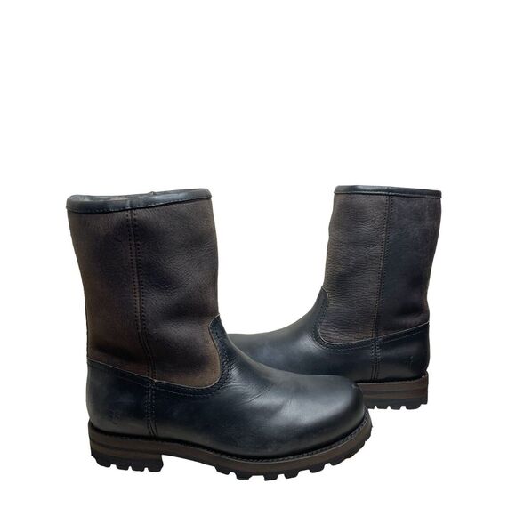 Frye Other - NIB Frye Warren Pull On Boots Two Tone Black Brown Smooth Full Grain  Mens 9M